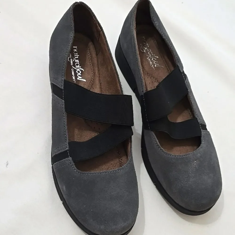 Natural Soul Populate Mary Jane Grey Platform Shoes, Size 7.5
